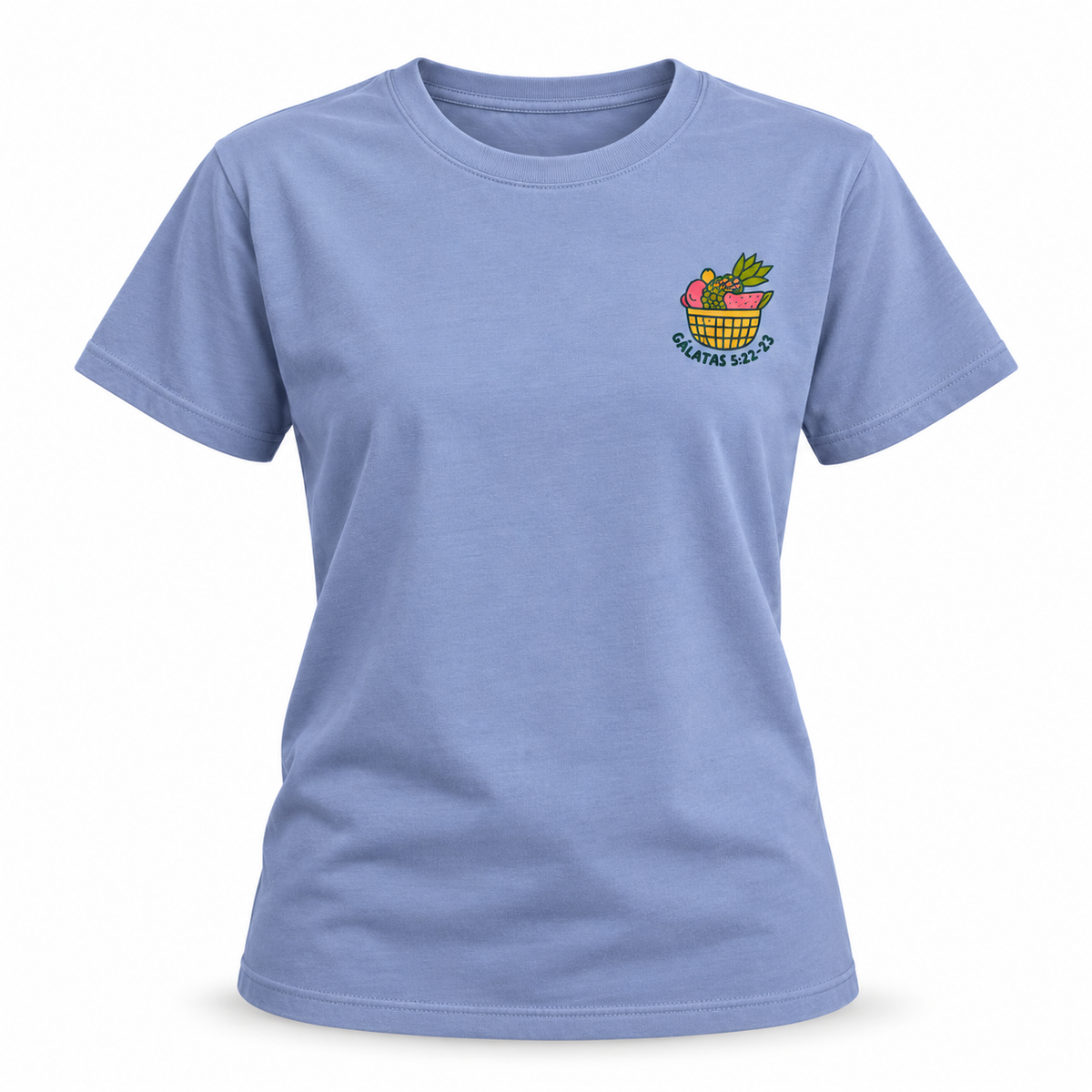 Frutos del Espíritu, camiseta azul lavanda, vista delantera